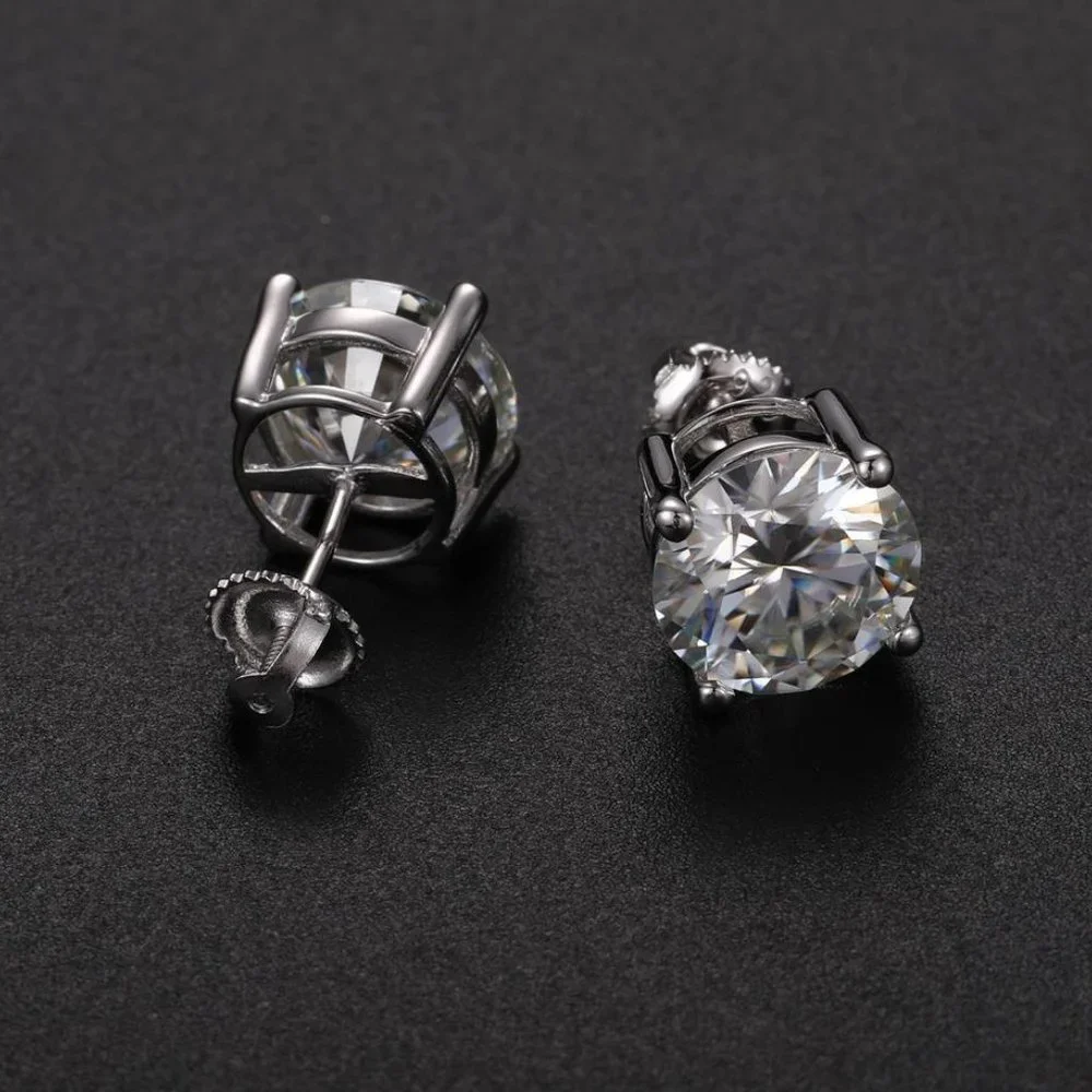 Certified 2ct. t.w. Moissanite Diamond Round Stud Earrings NEW